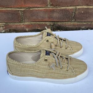 Sperry Top Sider Seacoast Sparkle Gold Canvas Sneaker Size 5 NEW